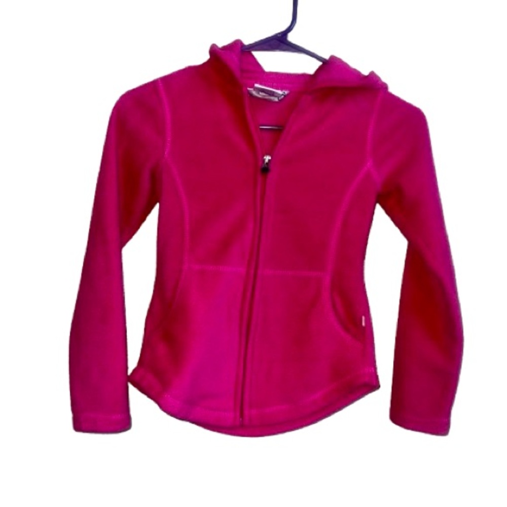 Magellan Girls Size Small Fleece Full Zip Hooded Jacket Sweatshirt Hot Pink
